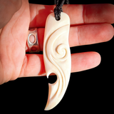Koru Niho Bone Carving Pendant Necklace - NZ Maori Inspired