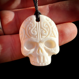Engraved Skull Bone Carving Pendant Necklace - NZ Maori Inspired