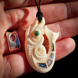 Maori Fish Bone Carving Pendant Necklace