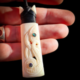 Manaia Toki Bone Carving Pendant Necklace - NZ Maori Inspired