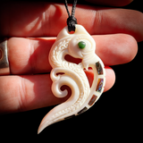 Maori Seahorse Bone Carving Pendant Necklace - NZ Maori Inspired
