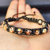 Black Macrame Cord Bracelet - Mosaic Amber Beads