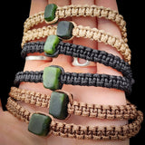 NZ Greenstone Pounamu Macrame Cube Bracelets