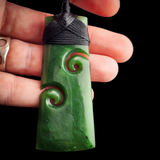 Natural Jade Double Koru Toki Pendant Necklace
