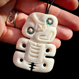 Hei Tiki Bone Carving Pendant Necklace