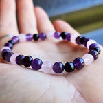 Adult Bracelet - Cherry Amber, Rose Quartz, Amethyst