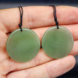 30mm Natural Aventurine Flat Disk Pendant Necklace