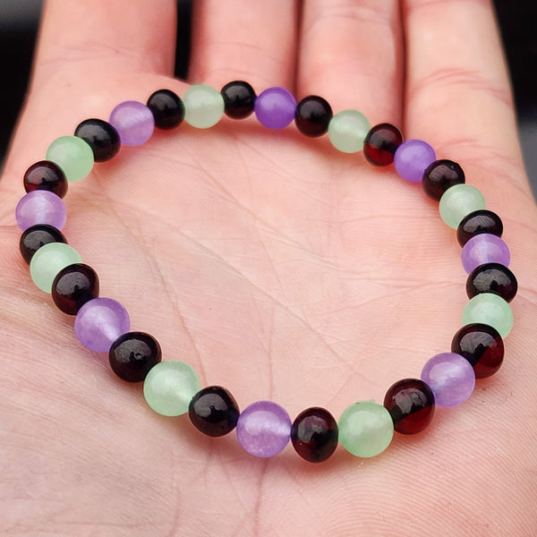 Adults Bracelet - Polished Cherry & Pastel Chalcedony