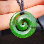 Natural Greenstone Carved Koru Pendant Necklace