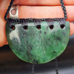 Natural Greenstone Half Oval Breastplate Necklace with Binding