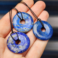 Natural Lapis Lazuli Donut Pendant Necklace