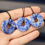 30mm Natural Sodalite Donut Pendant Necklace