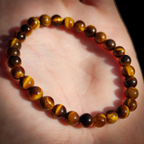 6mm Natural Tigers Eye Elastic Bracelet