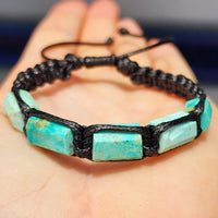 Natural Turquoise Cylinder Black Macramé Bracelet