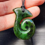 Nephrite Greenstone Koru Hook Pendant Necklace