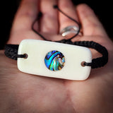 Paua Bone Carving Macrame Bracelet