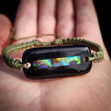 Paua & Black Bone Carving Macrame Bracelet