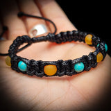 Raw Honey Baltic Amber & Turquoise Stone Macrame Bracelet