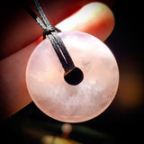30mm Rose Quartz Donut Pendant Necklace