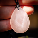 Natural Rose Quartz Waterdrop Pendant Necklace