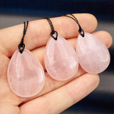 Natural Rose Quartz Waterdrop Pendant Necklace