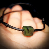 NZ Greenstone Pounamu Cube Simplistic Cord Bracelet
