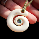 Single Koru Bone Carving Pendant Necklace - NZ Maori Inspired