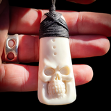 Skull Toki Bone Carving Pendant Necklace - NZ Maori Inspired