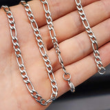 4.5mm Solid Stainless Steel Figaro Chain Necklace