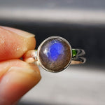 (O) Solid Sterling Silver & Labradorite Stone Handmade Solitaire Ring