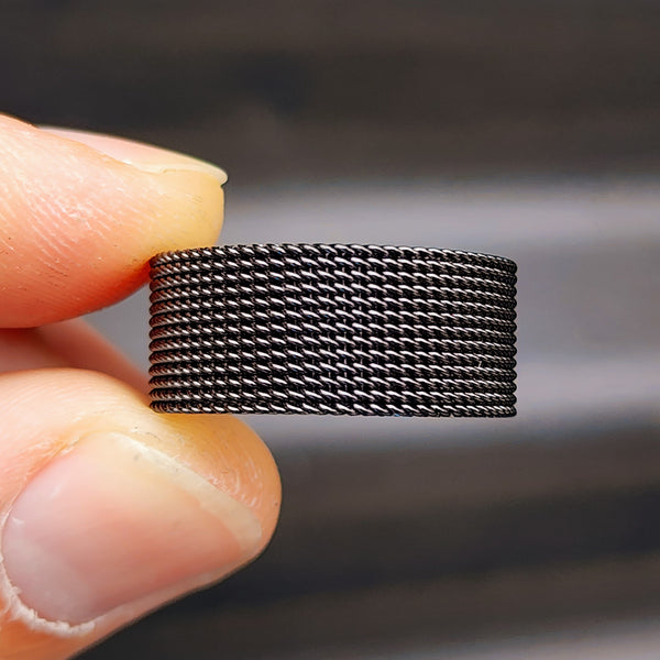 Size Y, T - Solid Black Stainless Steel Mesh Ring