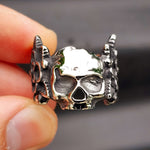 Size T1/2 - Vintage Flower Skull Solid Stainless Steel Ring