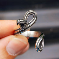 Size Y, T - Solid Stainless Steel Gothic Snake Wrap Ring