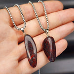 Stainless Steel & Natural Bloodstone Pendant Necklace