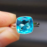 Solid Sterling Silver & Natural Blue Topaz Handmade Signet Ring