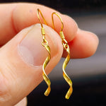 Solid 925 Sterling Silver Gold Twisted Hook Earrings