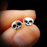 Childrens 925 Sterling Silver Skull Stud Earrings