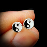 Childrens 925 Sterling Silver Yin Yang Stud Earrings