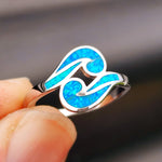 (R) Solid 925 Sterling Silver & Created Opal Koru Ring