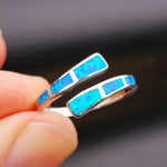 (O) Solid 925 Sterling Silver & Created Opal Split Shank Ring