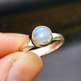 (O) Solid 925 Sterling Silver & Natural Moonstone Rustic Handmade Ring