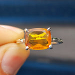 (R3/4) Solid Sterling Silver & Citrine Octagon Stone Handmade Solitaire Ring