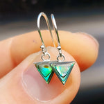 Solid 925 Sterling Silver & Paua Triangle Hook Earrings