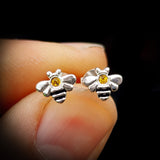 Childrens 925 Sterling Silver Bumblebee Stud Earrings