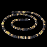 Surfer Necklace - Light Brown & Black Coconut Beads with Raw Green Amber