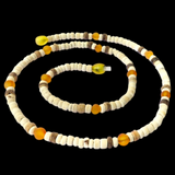 Surfer Necklace - White Coconut Beads with Raw Honey Amber