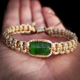 Natural Jade Cylinder Macrame Bracelet Tan