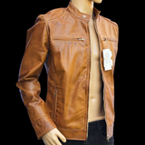 The Camel - Mens REAL Genuine Leather Jacket - Tan Classic Cut