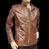 50% OFF SALE. The Grizzly - Mens REAL Genuine Leather Jacket - Classic Brown