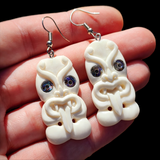 Tiki Bone Carving Earrings
